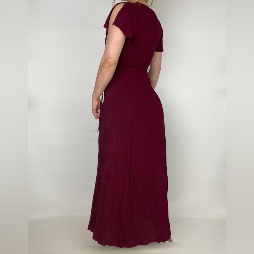 LULUS Heart of Marigold Burgundy Wrap Maxi Dress Maroon‎ Formal Wedding - Picture 5 of 6